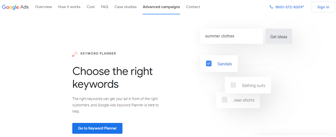 Google Keyword planner