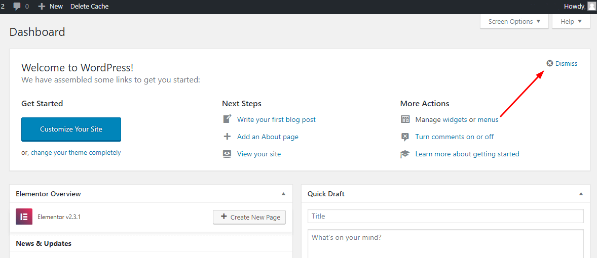 Remove Welcome Panel
