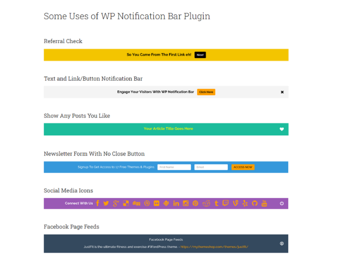 WP Notification top bar plugin